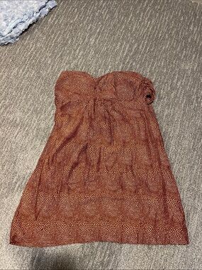 Vix Strapless Mini Dress in Rust Dot Print